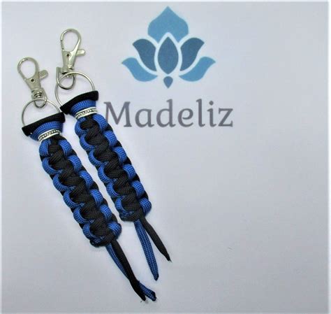 Paracord Sleutelhanger Blauw Zwart Bol