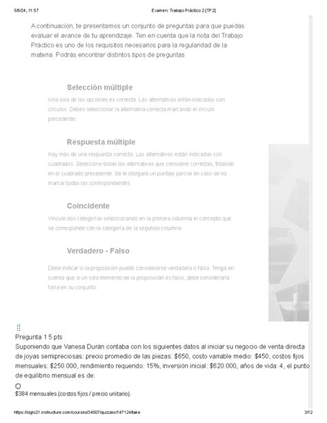 Examen Trabajo Práctico 2 TP2 desarrollo emprendedor nota 100 de 100