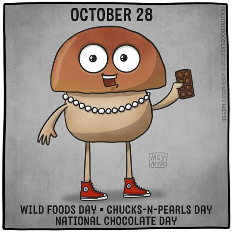 October 28 (every year): Wild Foods Day; Chucks-n-Pearls Day; National Chocolate Day – Holiday ...