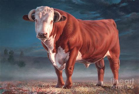 Hereford Bull Painting Hereford Bull By Hans Droog Farm Paintings