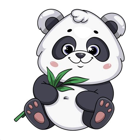 Linda Panda Gracioso Dibujos Animados Personaje 41899025 Vector En