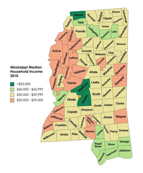 Median Household Income in Mississippi : r/MapPorn