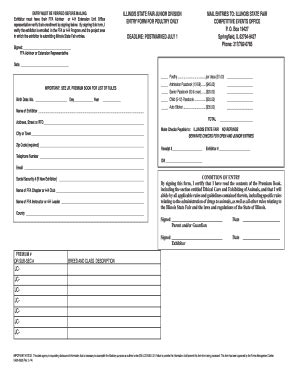 Fillable Online Agr State Il Jr Poultry Entry Form Indd Fax Email Print