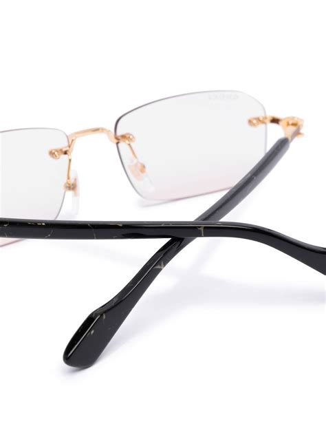 Gucci Eyewear logo-plaque rectangle-frame Glasses - Farfetch