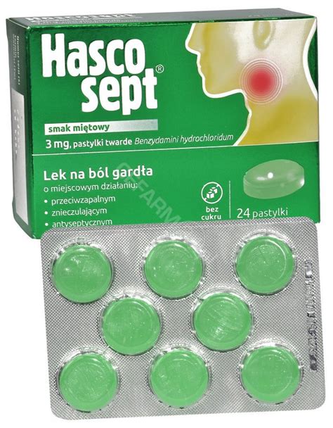 Hascosept 3 mg x 24 pastylki do ssania o smaku miętowym Apteka