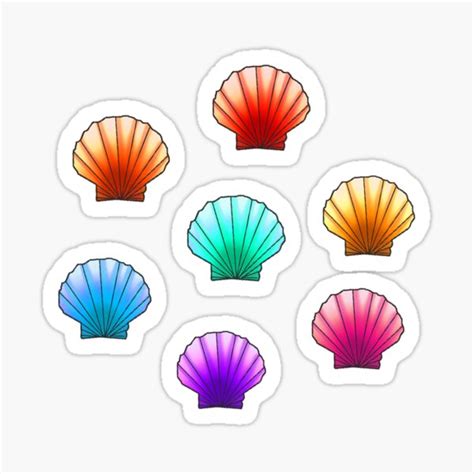 Rainbow Shells Sticker For Sale By Littlepinkmess Redbubble