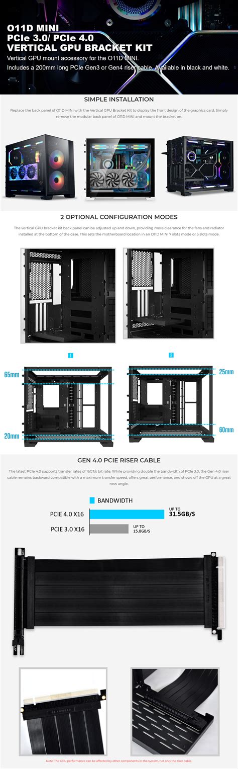 Lian Li O Dmini Pcie Riser Vertical Gpu Bracket Kit Black