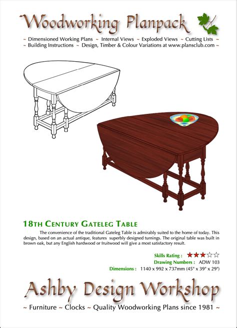 Gateleg Table Plans - 18th Century - PlansClub.com