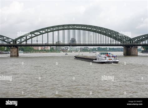 Commercial Barge On The River Rhine Cologne Germany Stock Photo Alamy