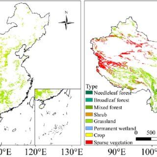 Elevation (a) and vegetation types (b) in the karst area of China ...