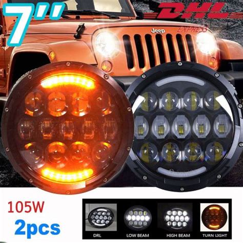 Sell Osram 2x 7 105W LED Philips Headlight Hi Low Beam DRL 97 16 Jeep