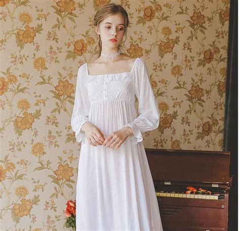 White Vintage Victorian Cotton Nightgown Chemise Edwardian Etsy Nightgowns For Women Night