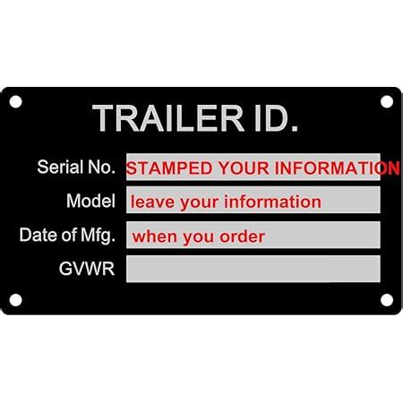 Amazon Custom Engraved Aluminum Vehicle Identification Plate