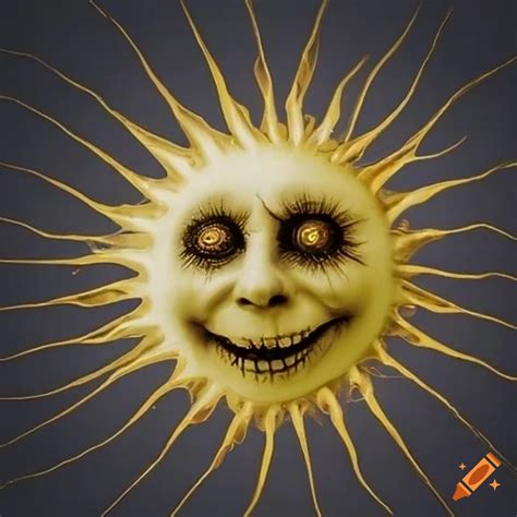 Metallic Creepy Smiling Sun On Craiyon