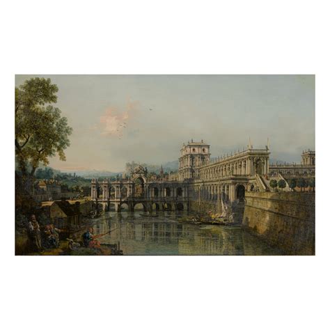 BERNARDO BELLOTTO | ARCHITECTURAL CAPRICCIO WITH A PALACE BESIDE A MOAT ...