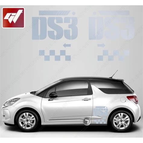 KIT REPLICA 2X Stickers CITROEN DS3 R TAILLE ORIGINE CHROME