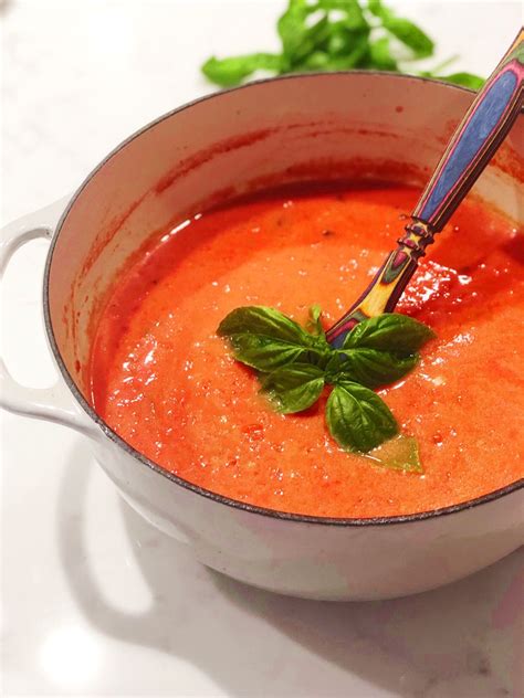 Creamy Tomato Basil Soup From Canned Tomatoes Recipe Tomato Soup