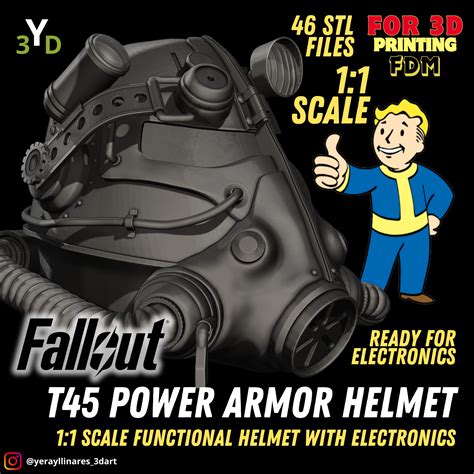 Archivo Stl Fallout T45 Power Armor Helmet 11 Replica 🪖 ・modelo