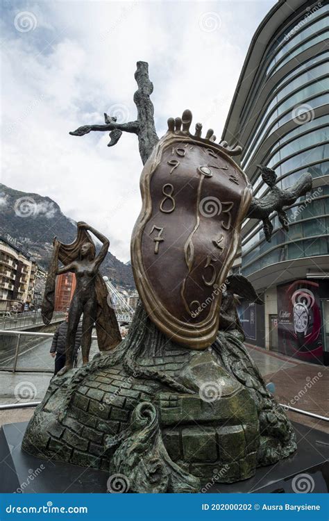 Salvador Dali Melting Clock Sculpture in Andorra La Vella is Displayed in the Capital City’s ...