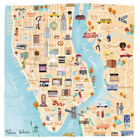 Illustrated Map Of Nyc New York City Etsy Artofit