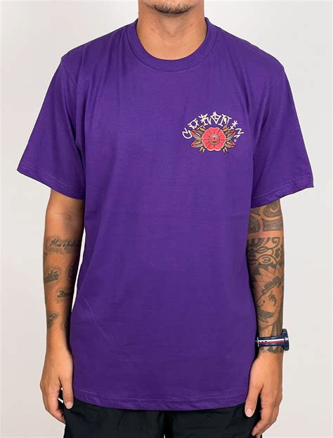 Manga Curta Camiseta Chronic Cogumelo Old School Roxo