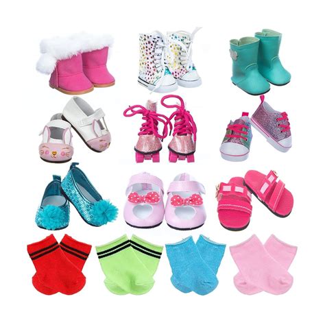 9 Pairs 18 Inch Girl Doll Shoes And 4 Pairs Socks Accessories For 18