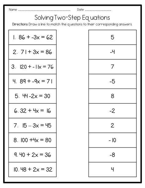 Free easy 2 step equations worksheet, Download Free easy 2 step ...