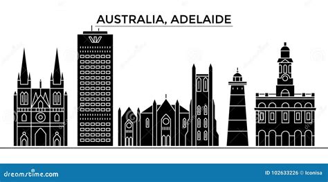 Australia Adelaide Architecture Vector City Skyline Travel Cityscape