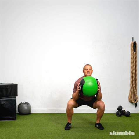 Medicine Ball Side Step Squat To Press Exercise How To Skimble