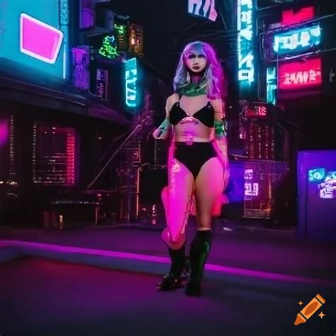 Futuristic Femme Fatale In A Cyberpunk Cityscape On Craiyon