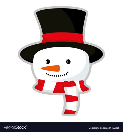 Cute snowman head christmas character Royalty Free Vector