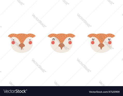 Cute funny owl faces set Royalty Free Vector Image