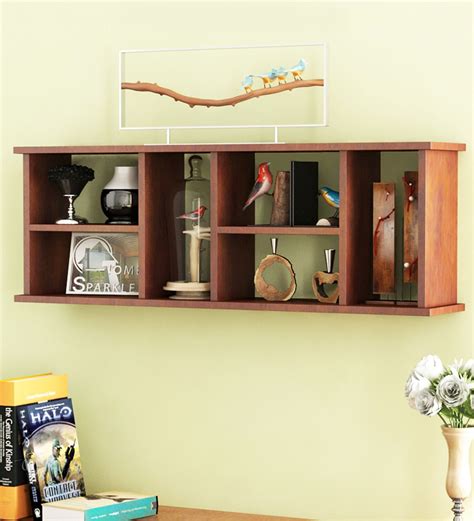 Buy Engineered Wood Wall Shelf In Brown Colour By Home Sparkle At