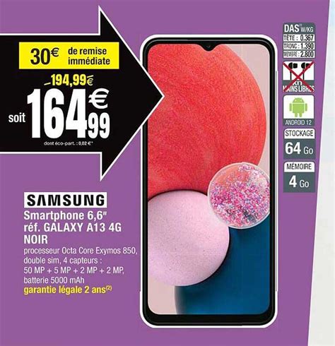 Promo Smartphone Samsung Galaxy A G Noir Chez Cora Icatalogue Fr