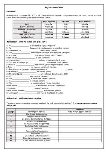 French Verbs Gcse Practice Booklet Teaching Resources