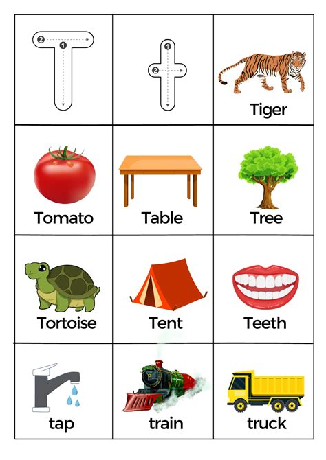 What Starts With Letter T Words Worksheets Printable Pdf