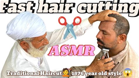 Asmr Fast Hair Cutting Zaza Machine With Barber Is Old Public Part