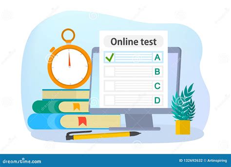 Online Test Konzept Quiz Auf Dem Computer Vektor Abbildung