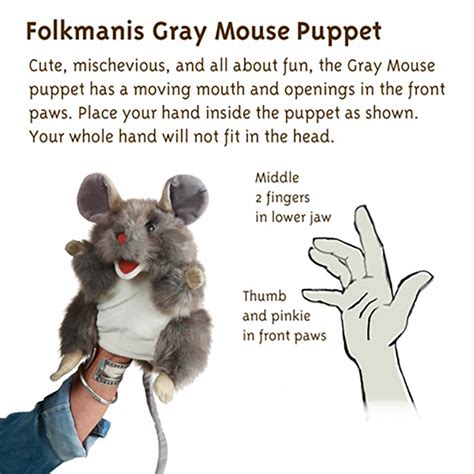 Hand Puppets Plush Folkmanis Gray Mouse Hand Puppet