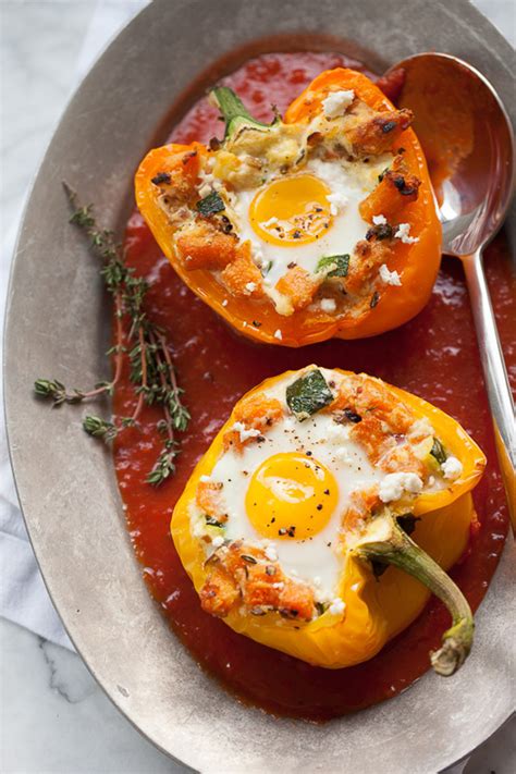 Baked Eggs In Stuffed Peppers With Sweet Potato Hash Free Recipe Below