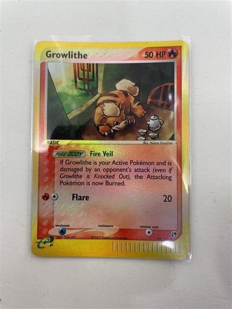 Pokemon EX Sandstorm GROWLITHE Holo 65 100 COMMON E Reader Pokemon Card