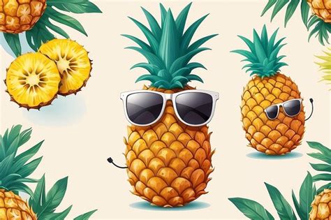 Premium Photo A Pineapple Wearing Sunglasses Summer Concept Illustration