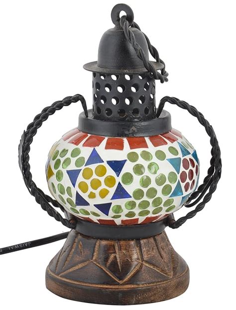 Buy Greentouch Crafts Wooden Iron Handicraft Mosaic Glass Lamp Antique