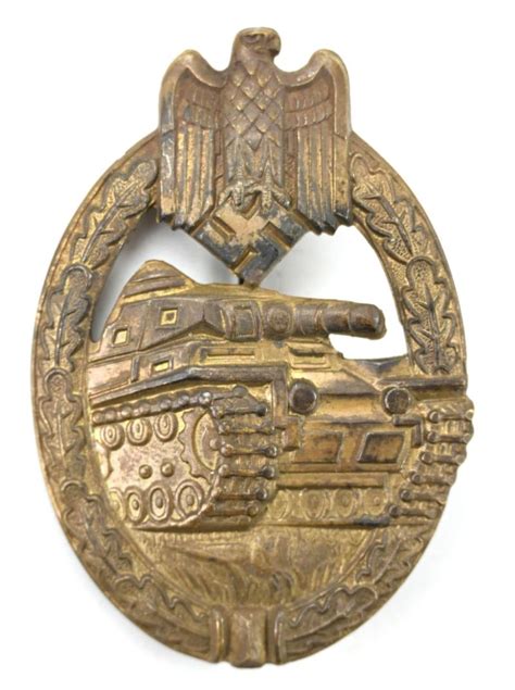 WorldWarCollectibles German Panzer Assault Badge In Bronze Hollow Back