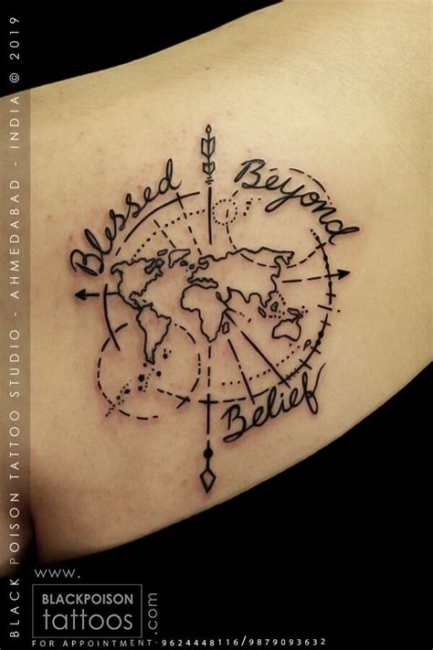 Small World Map Tattoo Back