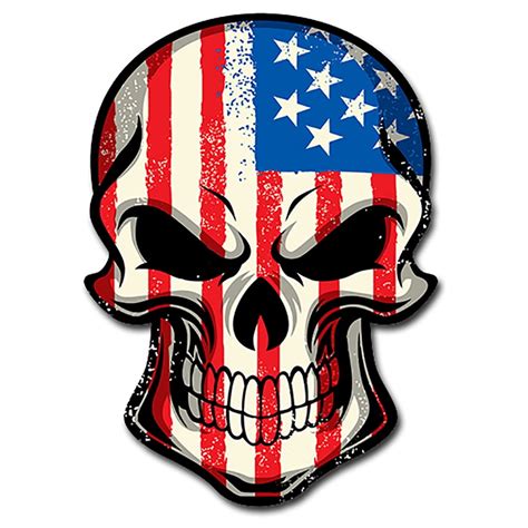 American Flag Skull Head Military Sticker Decal Badass America