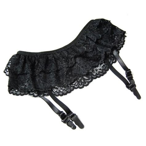 Amazon Sexy Black Double Layer Floral Lace Garter Belt Lingerie