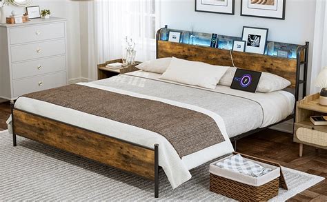 Amazon Ikifly California King Bed Frame With Storage Shelf