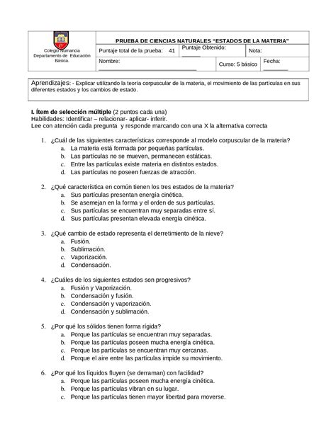 Docx Prueba B Sico Estados De La Materia Dokumen Tips