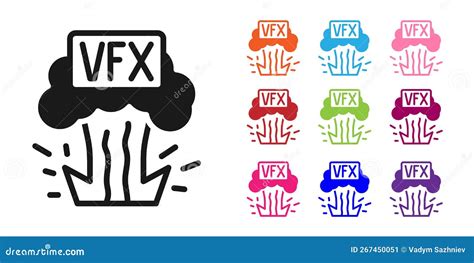 Black Vfx Icon Isolated On White Background Set Icons Colorful Stock